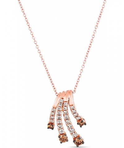 1/2 Carat Chocolate Diamond Pendant Necklace for Women in 14k Rose Gold (White/Brown, cttw) on 18 Inch Long Chain with Lobste...