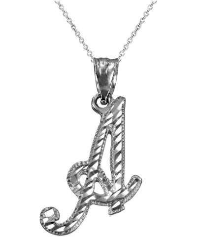 Sterling Silver Sparkle-Cut Letter Initial Script Necklace 20.0 Inches Letter A $20.67 Necklaces