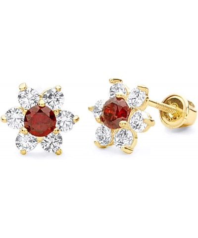 14k Yellow Gold Flower Stud Earrings with Screw Back - 12 Different Color Available Jan $28.16 Earrings