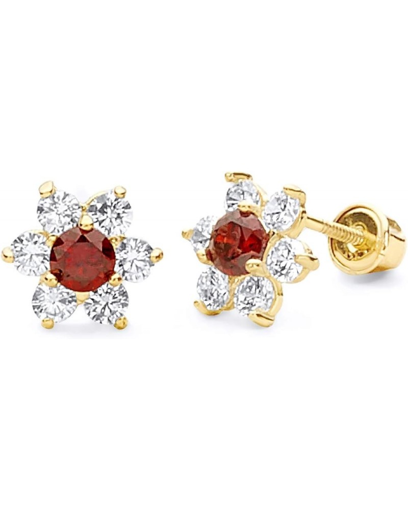 14k Yellow Gold Flower Stud Earrings with Screw Back - 12 Different Color Available Jan $28.16 Earrings