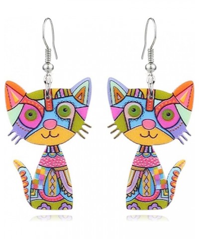 Acrylic Drop Dangle Sweet Cat Earrings Kitten Cat Earrings Dangle Anime Cat for Women Girls Jewelry colorful $6.83 Earrings