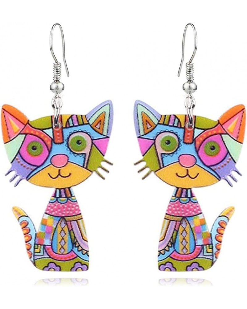 Acrylic Drop Dangle Sweet Cat Earrings Kitten Cat Earrings Dangle Anime Cat for Women Girls Jewelry colorful $6.83 Earrings