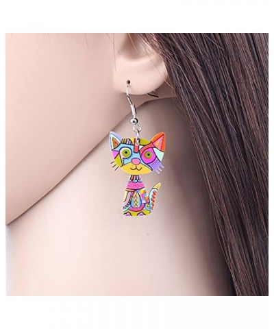 Acrylic Drop Dangle Sweet Cat Earrings Kitten Cat Earrings Dangle Anime Cat for Women Girls Jewelry colorful $6.83 Earrings