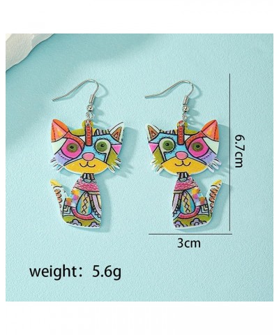 Acrylic Drop Dangle Sweet Cat Earrings Kitten Cat Earrings Dangle Anime Cat for Women Girls Jewelry colorful $6.83 Earrings