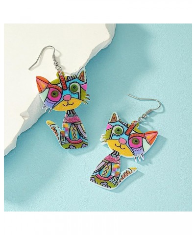 Acrylic Drop Dangle Sweet Cat Earrings Kitten Cat Earrings Dangle Anime Cat for Women Girls Jewelry colorful $6.83 Earrings