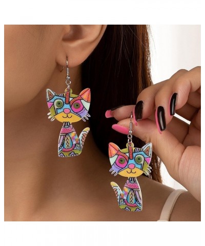 Acrylic Drop Dangle Sweet Cat Earrings Kitten Cat Earrings Dangle Anime Cat for Women Girls Jewelry colorful $6.83 Earrings