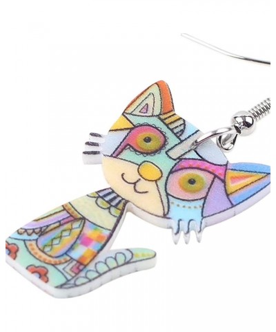 Acrylic Drop Dangle Sweet Cat Earrings Kitten Cat Earrings Dangle Anime Cat for Women Girls Jewelry colorful $6.83 Earrings