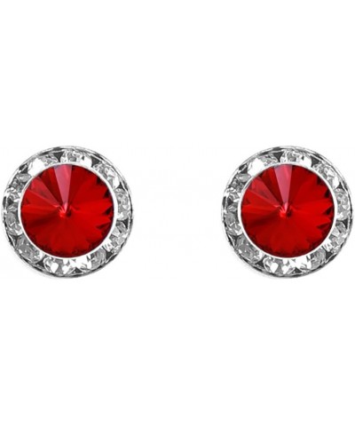 Women's Stunning Hypoallergenic Post Back Halo Earrings Made With Colorful Premium Crystals 13mm Red Silver Tone $14.24 Earrings