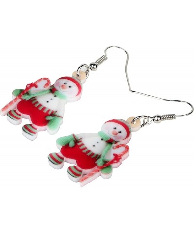 Cute Acrylic Cartoon Christmas Snowman Earrings Drop Dangle Decoration Costumes Jewelry For Women Girls Gift New Year Pear $6...