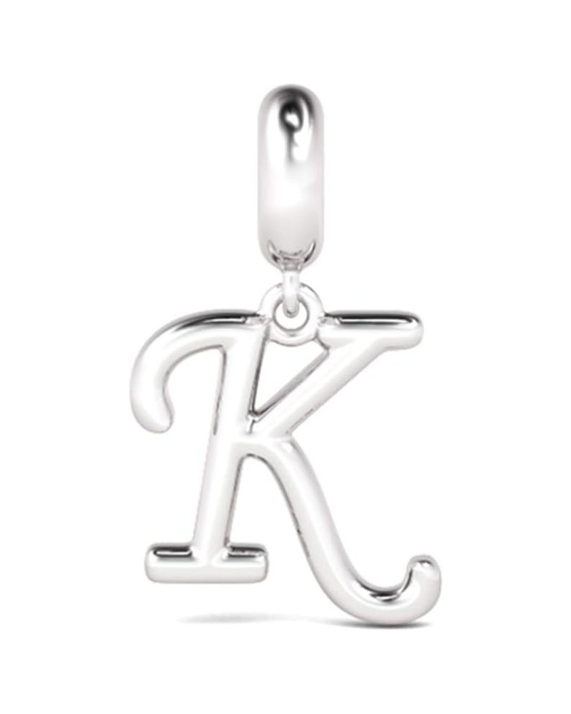 Letter A-Z Pendant Charm 925 Sterling Silver Dangling Charm Fit for Bracelet or Necklace Charm for Women Men Letter K $12.48 ...