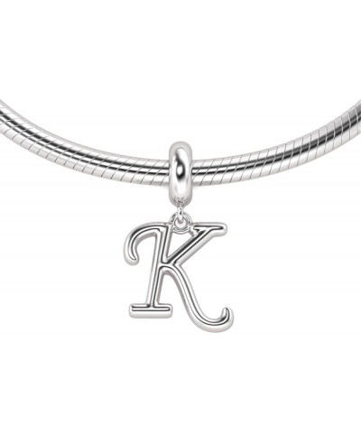 Letter A-Z Pendant Charm 925 Sterling Silver Dangling Charm Fit for Bracelet or Necklace Charm for Women Men Letter K $12.48 ...