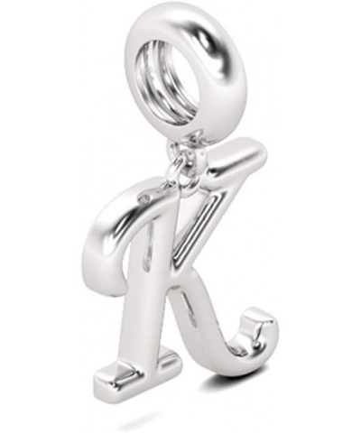 Letter A-Z Pendant Charm 925 Sterling Silver Dangling Charm Fit for Bracelet or Necklace Charm for Women Men Letter K $12.48 ...