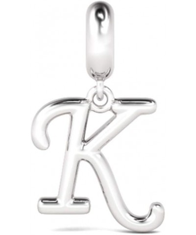 Letter A-Z Pendant Charm 925 Sterling Silver Dangling Charm Fit for Bracelet or Necklace Charm for Women Men Letter K $12.48 ...