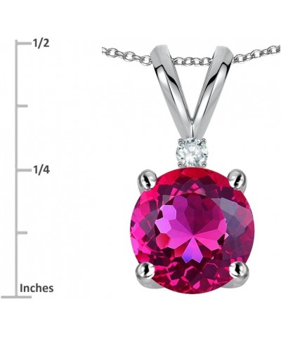 Solid 10k Gold Classic One Stone Round 7mm Pendant Necklace Simulated Pink Tourmaline White Gold $70.95 Necklaces