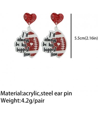 Acrylic Football Rugby Baseball Heart Dangle Earrings Sports Lover Football Drop Earrings Sports Ball Fans Players Jewelry Gi...