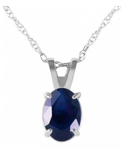 Genuine 14k Solid White Gold with 1 Carat (CTW) Oval-shaped Natural Sapphire Pendant Necklace 24.0 Inches $53.55 Necklaces