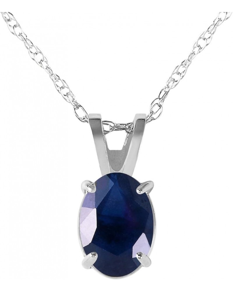 Genuine 14k Solid White Gold with 1 Carat (CTW) Oval-shaped Natural Sapphire Pendant Necklace 24.0 Inches $53.55 Necklaces