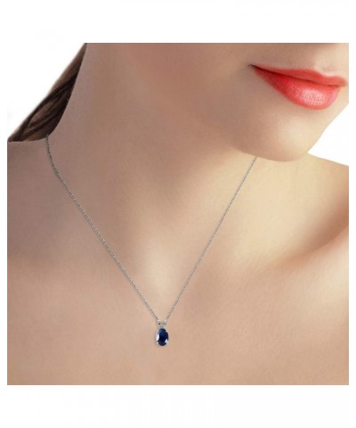 Genuine 14k Solid White Gold with 1 Carat (CTW) Oval-shaped Natural Sapphire Pendant Necklace 24.0 Inches $53.55 Necklaces