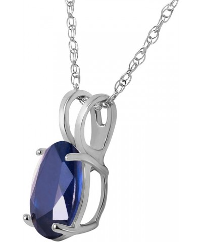 Genuine 14k Solid White Gold with 1 Carat (CTW) Oval-shaped Natural Sapphire Pendant Necklace 24.0 Inches $53.55 Necklaces