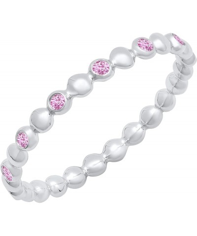 Round Gemstone Beaded Ladies Wedding Band | Available in 10K/14K/18K Gold pink sapphire in 14K white gold $100.74 Bracelets