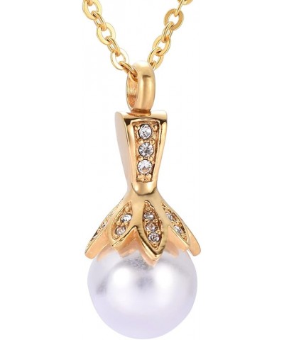 Cremation Jewelry for Ashes Stainless Steel Pearl Keepsake Pendant Ashes Holder for Women Memorial Urn Necklace Gold $11.00 N...