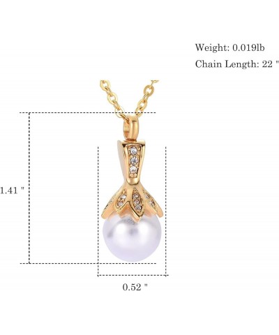 Cremation Jewelry for Ashes Stainless Steel Pearl Keepsake Pendant Ashes Holder for Women Memorial Urn Necklace Gold $11.00 N...