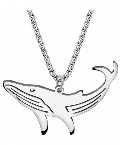 Dainty Whale Necklace Stainless Steel Ocean Animals Jewelry Pottwal Gifts for Women Girls Summer Charms Silver 074 $8.69 Neck...