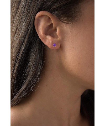 Genuine 10K Gold Round Natural Birthstone Stud Earrings - 6mm Amethyst Yellow Gold $31.17 Earrings