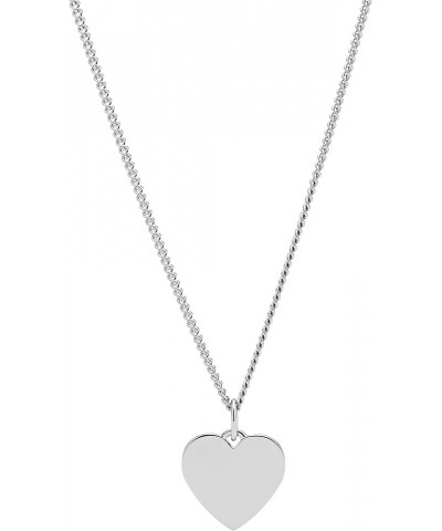 Women's Plated Stainless Steel Engravable Personalized Gift Pendant Chain Necklace for Women Silver Silver Heart $27.50 Neckl...