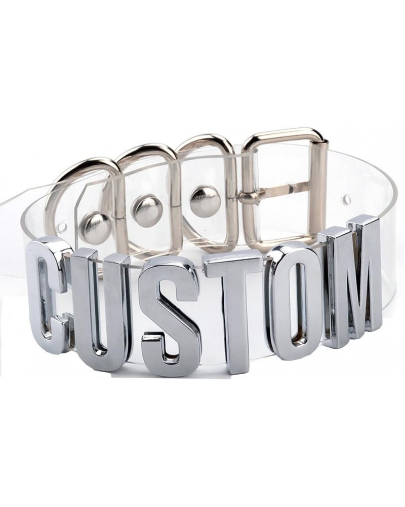 Custom Choker Collar Name Choker Cosplay Letters Choker Word Collar Necklace Any Name Clear Silver $9.24 Necklaces