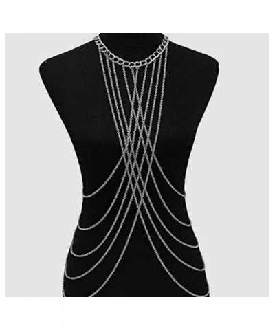 Harness Body Chain Bra Crossover Sexy Body Jewelry Bikini Chains Necklace for Women and Girls Silver $7.50 Body Jewelry