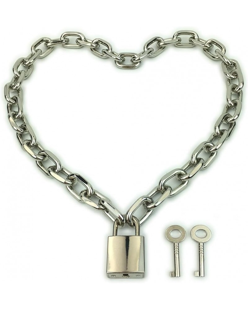 Padlock Chain Necklace Collar Choker with Two Keys and Box for Women, Men and Pet 24 Inch H $11.75 Necklaces