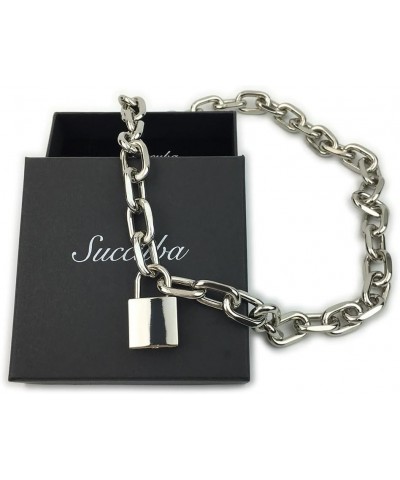 Padlock Chain Necklace Collar Choker with Two Keys and Box for Women, Men and Pet 24 Inch H $11.75 Necklaces