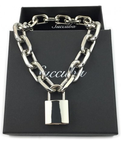 Padlock Chain Necklace Collar Choker with Two Keys and Box for Women, Men and Pet 24 Inch H $11.75 Necklaces