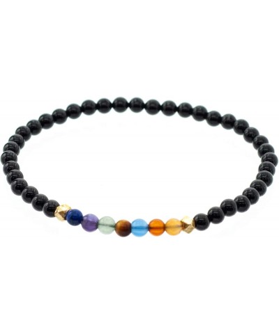 Chakra Stretch Bracelet with 4mm Black Onyx Beads in Various Lengths (6.5, 7, 7.5, 8 Inches) 6.5 Inches $13.52 Bracelets