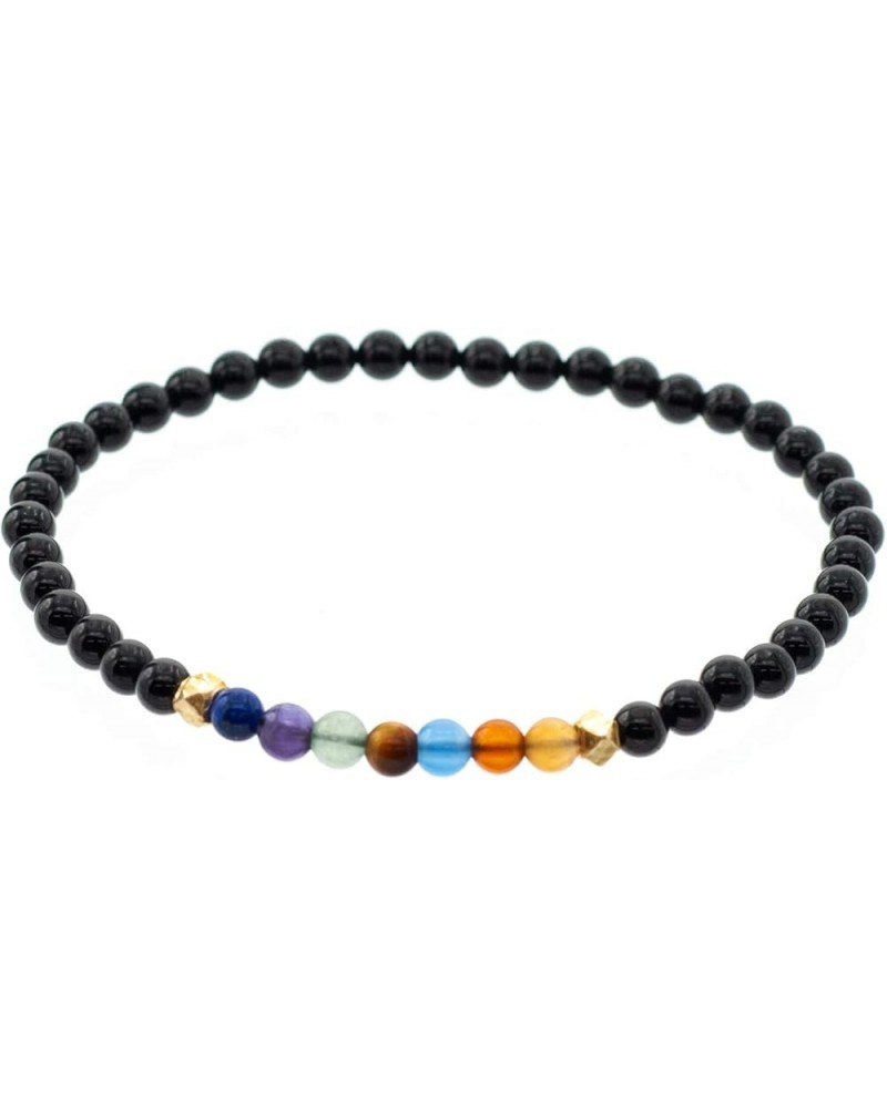 Chakra Stretch Bracelet with 4mm Black Onyx Beads in Various Lengths (6.5, 7, 7.5, 8 Inches) 6.5 Inches $13.52 Bracelets