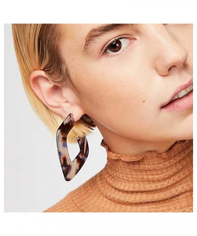 Women Acrylic Geometric Big Earrings Leopard Print Resin Statement Earrings Wedding Statement Earrings Brown $9.49 Earrings