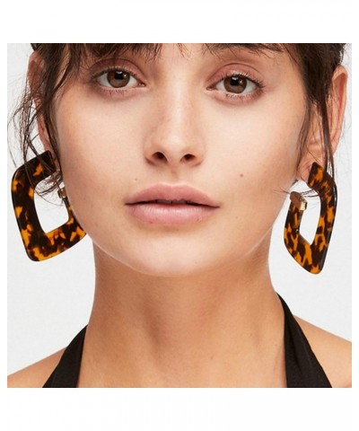 Women Acrylic Geometric Big Earrings Leopard Print Resin Statement Earrings Wedding Statement Earrings Brown $9.49 Earrings