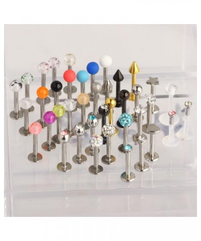 40pcs 16g Lip Rings Labret Monroe Lip Piercings Nail Tragus Helix Cartilage Earrings Studs Ring Medusa Clear Flexible Piercin...