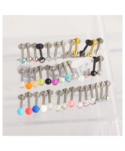 40pcs 16g Lip Rings Labret Monroe Lip Piercings Nail Tragus Helix Cartilage Earrings Studs Ring Medusa Clear Flexible Piercin...