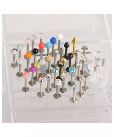 40pcs 16g Lip Rings Labret Monroe Lip Piercings Nail Tragus Helix Cartilage Earrings Studs Ring Medusa Clear Flexible Piercin...