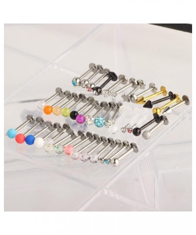 40pcs 16g Lip Rings Labret Monroe Lip Piercings Nail Tragus Helix Cartilage Earrings Studs Ring Medusa Clear Flexible Piercin...