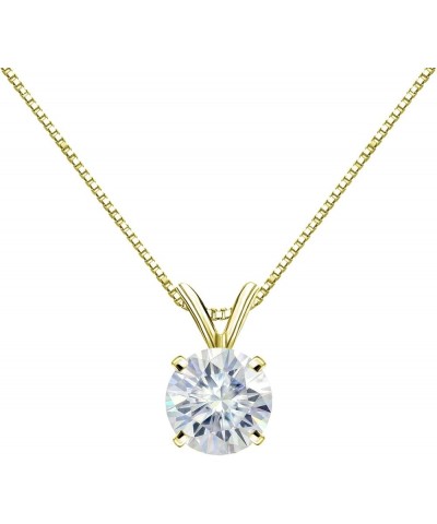 14K Gold Round 4-Prong Solitaire Moissanite Pendant Necklace (1/2 to 3 1/2ct TGW, White) 16 to 18-inch Yellow Gold 3.0 carats...