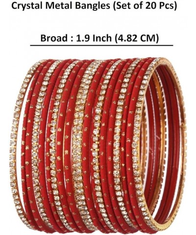 Indian Bangle Set Rhinestone CZ Plain Metal Bracelet Bangle Jewelry for Women Red (Set of 20 Pcs) 2-6 $11.18 Bracelets