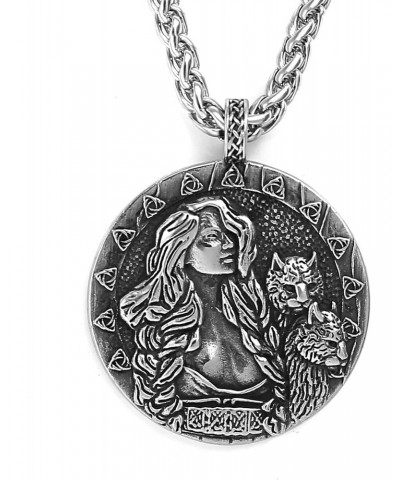 Norse Goddess Freya Pendant Necklace Stainless Steel Viking Jewelry for Men Women $12.18 Necklaces