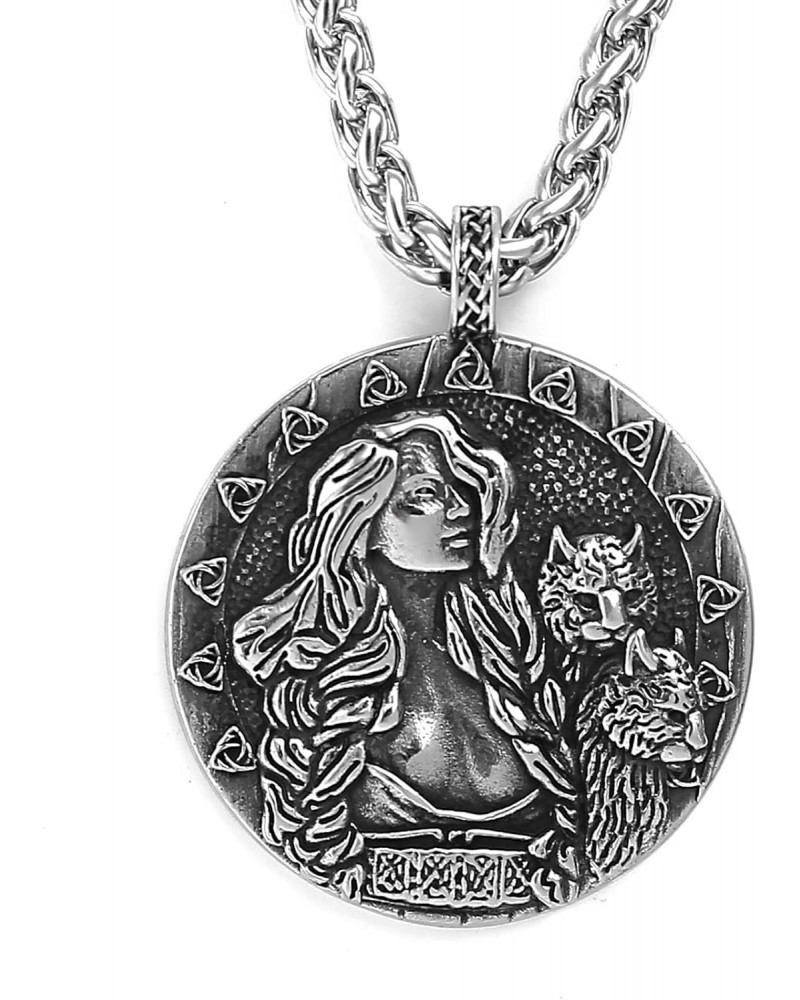 Norse Goddess Freya Pendant Necklace Stainless Steel Viking Jewelry for Men Women $12.18 Necklaces