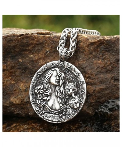 Norse Goddess Freya Pendant Necklace Stainless Steel Viking Jewelry for Men Women $12.18 Necklaces