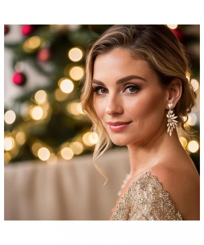 Women's Wedding Bridal Crystal Teardrop Multi Marquise Cluster Bling Dangle Earrings 13-Champagne Gold-Tone $9.46 Earrings