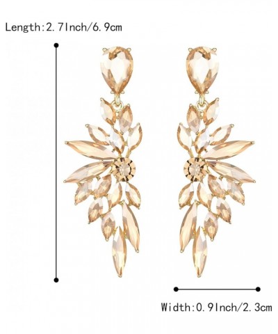 Women's Wedding Bridal Crystal Teardrop Multi Marquise Cluster Bling Dangle Earrings 13-Champagne Gold-Tone $9.46 Earrings