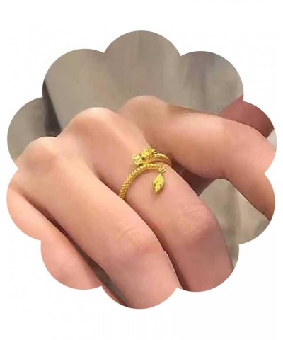 Punk Luck Dragon Ring Dragon Finger Ring Gold Chinese Dragon Ring Dragon's Tail Qiankun Lucky Ring Flying Dragon Knuckle Ring...